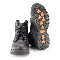 Milwaukee Leather MBM9011 Men's 6-inch Black Leather Swat Style-Tactical Lace-Up Biker Boots w/ Side Zippers