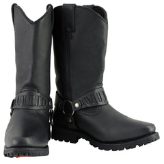 Milwaukee Leather MBM9015 Mens Black 11 Inch Western Style Harness Boots