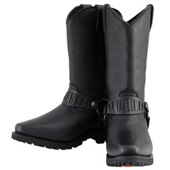 Milwaukee Leather MBM9015 Mens Black 11 Inch Western Style Harness Boots