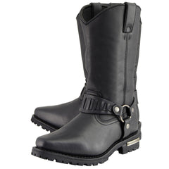 Milwaukee Leather MBM9015 Mens Black 11 Inch Western Style Harness Boots