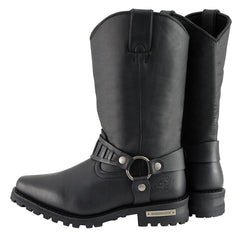 Milwaukee Leather MBM9015 Mens Black 11 Inch Western Style Harness Boots