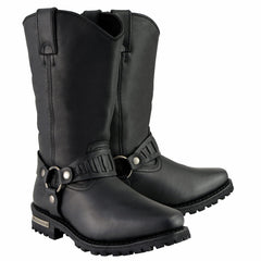 Milwaukee Leather MBM9015 Mens Black 11 Inch Western Style Harness Boots