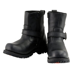 Milwaukee Leather MBM9040W Men's Black 'Wide Width' 6-inch Classic Engineer Motorcycle Leather Boots with Side Zipper