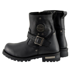 Milwaukee Leather MBM9040W Men's Black 'Wide Width' 6-inch Classic Engineer Motorcycle Leather Boots with Side Zipper
