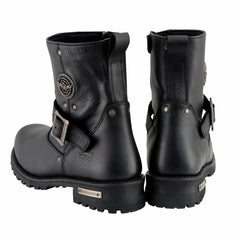 Milwaukee Leather MBM9040W Men's Black 'Wide Width' 6-inch Classic Engineer Motorcycle Leather Boots with Side Zipper