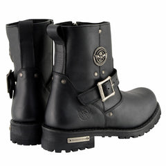 Milwaukee Leather MBM9040W Men's Black 'Wide Width' 6-inch Classic Engineer Motorcycle Leather Boots with Side Zipper