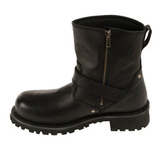 Milwaukee Leather Men's Black Leather Wide Width 6-inch Classic Engineer Motorcycle Boots with Side Zipper MBM9040W