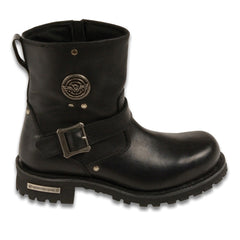 Milwaukee Leather Men's Black Leather Wide Width 6-inch Classic Engineer Motorcycle Boots with Side Zipper MBM9040W