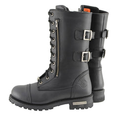 Milwaukee Leather Men’s 13-Inch-Tall Tactical Black Lace-Up Leather Boots Zipper w/ Storage Pocket MBM9069