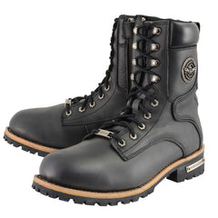 Milwaukee Leather MBM9095W Men's Black Wide Width Lace-Up Classic Logger Boots