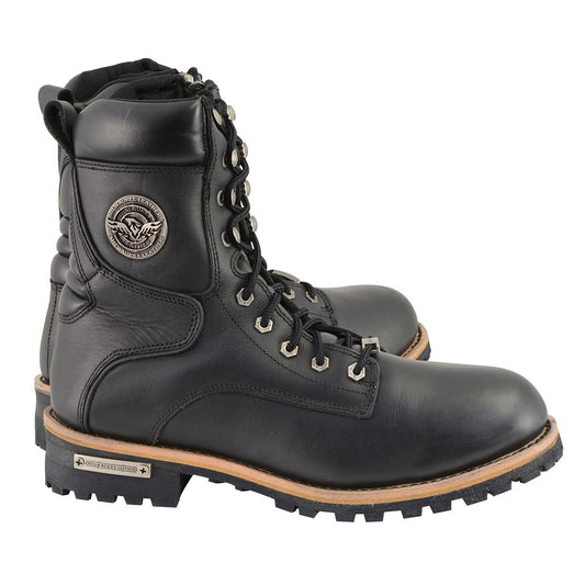 Milwaukee Leather MBM9095W Men's Black Wide Width Lace-Up Classic Logger Boots