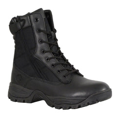 Milwaukee Leather Men's 9-Inch Black Leather Lace-Up Tactical Motorcycle Boots with Side Zipper MBM9110