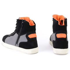 Milwaukee Leather MBM9116 Men's Black Suede and Grey Canvas Street Riding Shoes with Dual Closure and Ankle Support