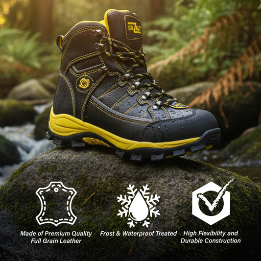 Bazalt MBM9122 Men’s Black & Yellow Waterproof Frost-Proof Leather Work & Hiking Shoes