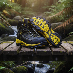 Bazalt MBM9125ST Men’s Black & Yellow Faux Fur Lined Waterproof Leather Work Boots with Composite Toe