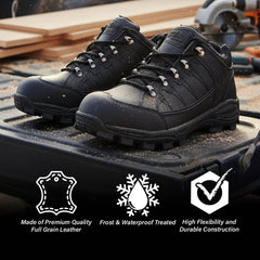 Bazalt MBM9126 Men’s Black Waterproof Frost-Proof Leather Outdoor Work & Hiking Shoes