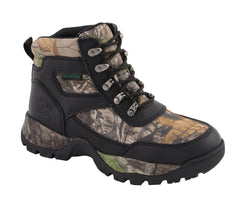 Milwaukee Leather MBM9140 Mens Black Waterproof Hiking Boots with Mossy Oak Print