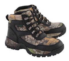 Milwaukee Leather MBM9140 Mens Black Waterproof Hiking Boots with Mossy Oak Print