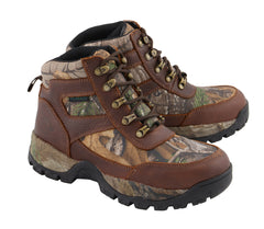 Milwaukee Leather MBM9141 Mens Brown Waterproof Hiking Boots with Mossy Oak Print