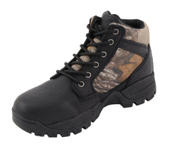 Milwaukee Leather MBM9145 Mens Waterproof Black Hiking Boots with Mossy Oak Print