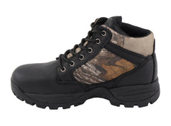 Milwaukee Leather MBM9145 Mens Waterproof Black Hiking Boots with Mossy Oak Print