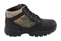 Milwaukee Leather MBM9145 Mens Waterproof Black Hiking Boots with Mossy Oak Print