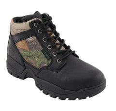 Milwaukee Leather MBM9145 Mens Waterproof Black Hiking Boots with Mossy Oak Print