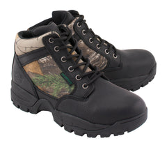 Milwaukee Leather MBM9145 Mens Waterproof Black Hiking Boots with Mossy Oak Print