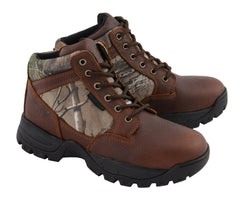 Milwaukee Leather MBM9146 Mens Brown Waterproof Hiking Boots with Mossy Oak Print