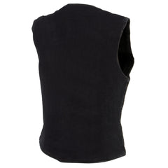 Milwaukee Leather MDL4000 Women's Black Denim 4-Snap Button Closure Motorcycle Rider Vest