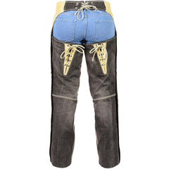 Women's Two Tone Denim & Leather Chaps