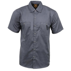 Milwaukee Leather MDM11668 Men’s Grey Button-Up Heavy-Duty Work Shirt - Classic Mechanic Shirt w/ Pockets