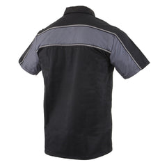 Milwaukee Leather MDM11672 Men’s Grey-Black Mechanic Work Shirt w/ Reflective Strip - Heavy-Duty Button-Up
