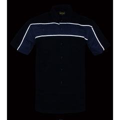 Milwaukee Leather MDM11672 Men’s Grey-Black Mechanic Work Shirt w/ Reflective Strip - Heavy-Duty Button-Up