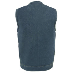 Milwaukee Leather MDM3000 Men's 'Brute' Concealed Snap Black Denim Club Style Vest w/ Hidden Zipper