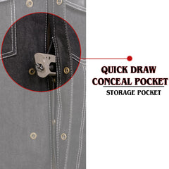 Milwaukee Leather MDM3006 Men's 'Brute' Concealed Snap Black Denim and Black Leather Club Style Vest w/ Hidden Zipper