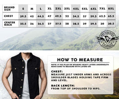 Milwaukee Leather MDM3010 Men's Black Denim Club Vest with Leather Trim and Hidden Zipper