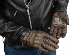 Milwaukee Leather MG7514 Men's Distressed Brown Leather Gloves with Gel Palm and Knuckle Protectors