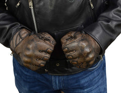 Milwaukee Leather MG7514 Men's Distressed Brown Leather Gloves with Gel Palm and Knuckle Protectors