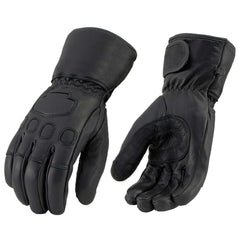Milwaukee Leather MG7534 Men's Black Deerskin Gauntlet Motorcycle Gloves w/ Wrist Strap & Cinch Closure