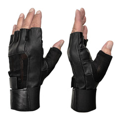 Milwaukee Leather MG7562 Men's Black Spandex and Leather Fingerless Gloves
