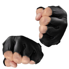 Milwaukee Leather MG7562 Men's Black Spandex and Leather Fingerless Gloves