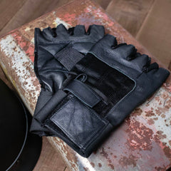 Milwaukee Leather MG7562 Men's Black Spandex and Leather Fingerless Gloves