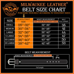 Milwaukee Leather MP7102 Men's Black Leather Belt with Skull Heads and Interchangeable Buckle