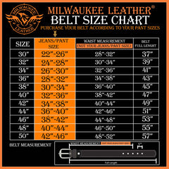 Milwaukee Leather MP7131 Men's Chrome Studded & Star Emblem Black Leather Belt w/ Interchangeable Buckle -1.5 in Wide
