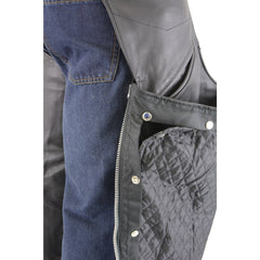 Milwaukee Leather Chaps for Men's Black Premium Leather Motorcycle Chaps with Snap Out Thermal Liner-Slash Pocket-ML1103