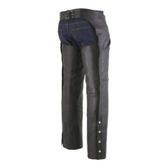 Milwaukee Leather Chaps for Men's Black Premium Leather Motorcycle Chaps with Snap Out Thermal Liner-Slash Pocket-ML1103