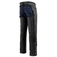Milwaukee Leather Chaps for Men's Black Thick Braided Premium Leather Motorcycle Chaps with Front Coin Pocket-ML1135
