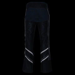 Milwaukee Leather ML1144 Men's Black Leather Vented Chaps with Reflective Piping