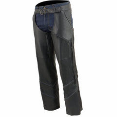 Milwaukee Leather ML1144 Men's Black Leather Vented Chaps with Reflective Piping